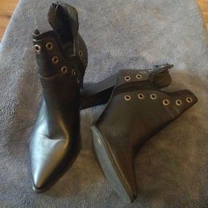 Black studded high heeled booties